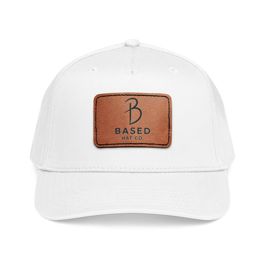 Leather Patch Baseball Cap — 'B Based' Mid Profile Hat