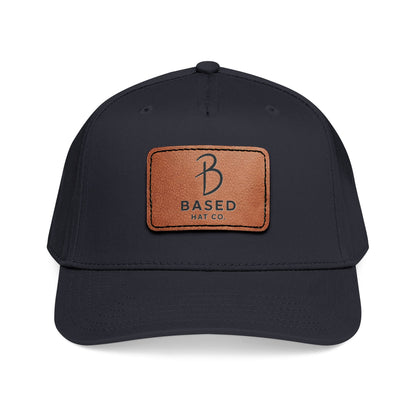 Leather Patch Baseball Cap — 'B Based' Mid Profile Hat