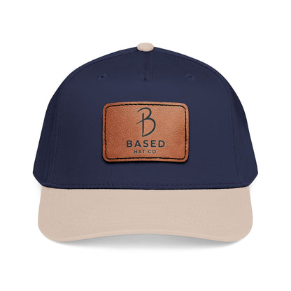 Leather Patch Baseball Cap — 'B Based' Mid Profile Hat