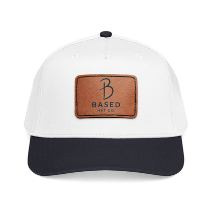 Leather Patch Baseball Cap — 'B Based' Mid Profile Hat