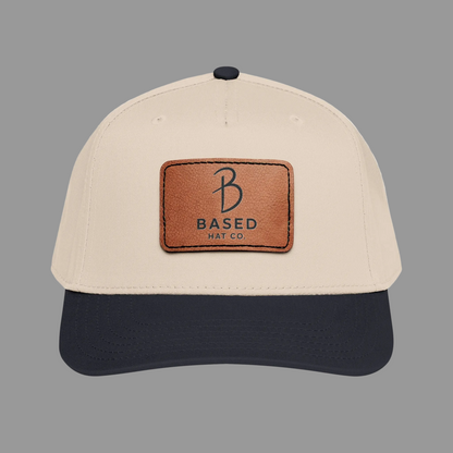 Leather Patch Baseball Cap — 'B Based' Mid Profile Hat